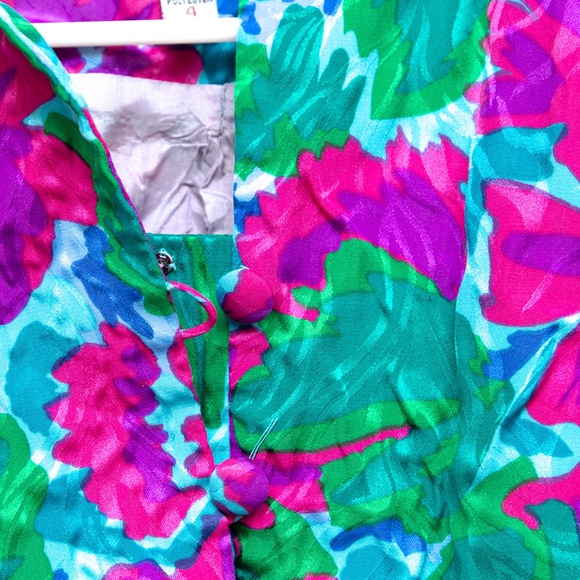 Papéll Women's Petites Size 4 Floral Jacket - Fuchsia / Green - Picture 4 of 4